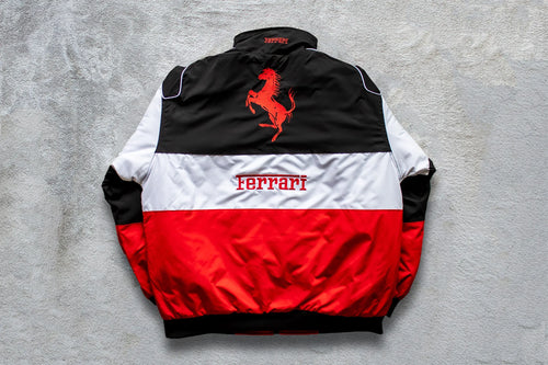 White Ferrari Racing Jacket – F1 Style